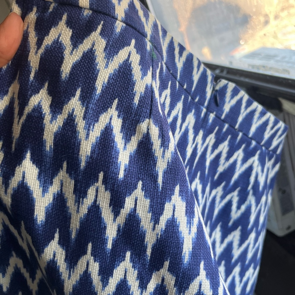 J.Crew A-Line Navy and White Zigzag Skirt - Picture 7 of 8